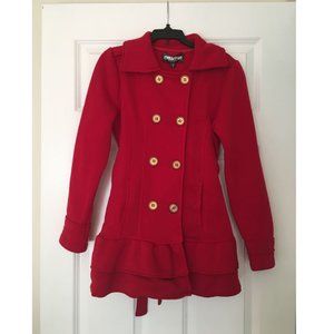 Girls Red Double Breasted Coat